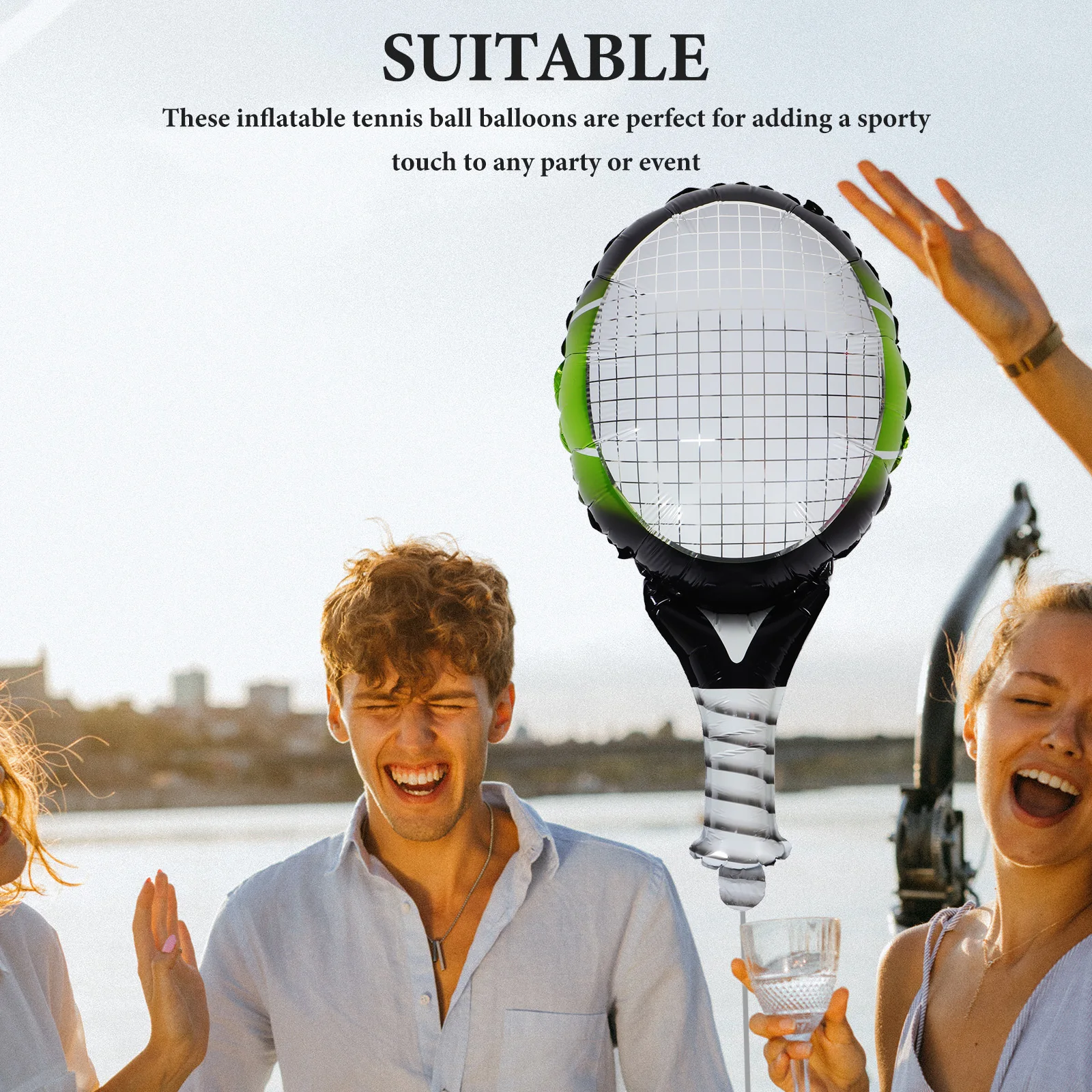 

10Pcs Tennis Ball Balloons Inflatable Durable Lightweight Premade Holes Easy Hang Tennis Sports Party Birthday Decorations