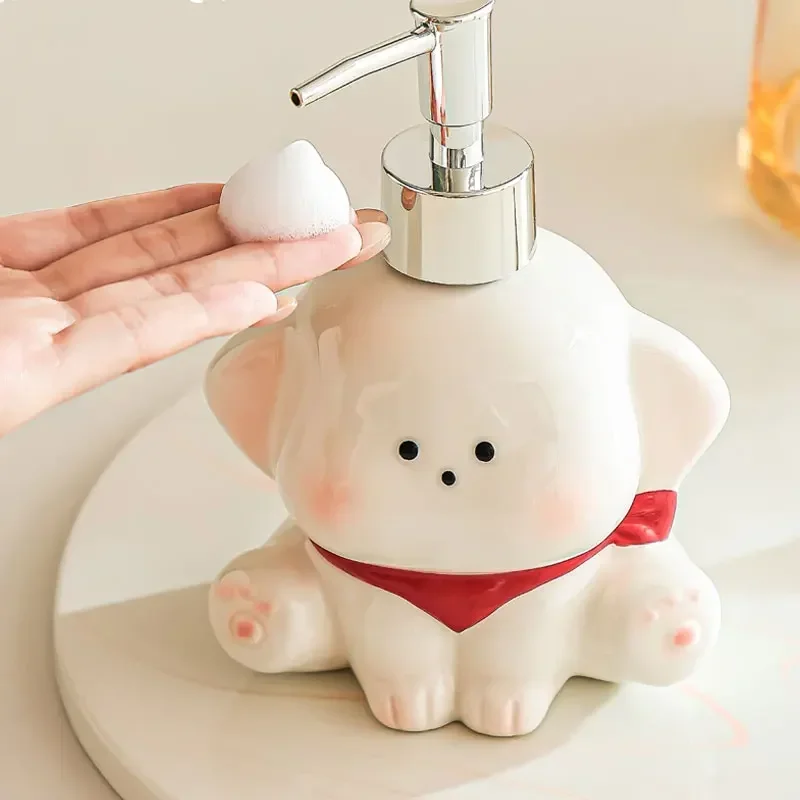 

soap dispenser Cartoon puppy ceramic hand sanitizer, toilet laundry detergent shower gel shampoo bottle press bottle dispenser