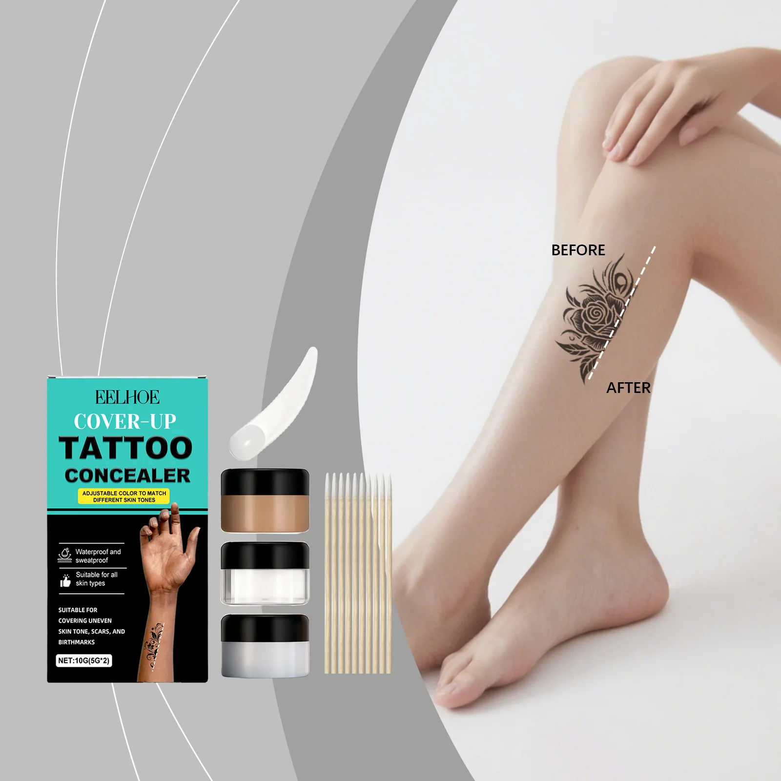 

Tattoo Concealer Set - Full Coverage Body Makeup for Tattoos | Waterproof & Skin-Adhering Formula | Portable Daily Use Concealer