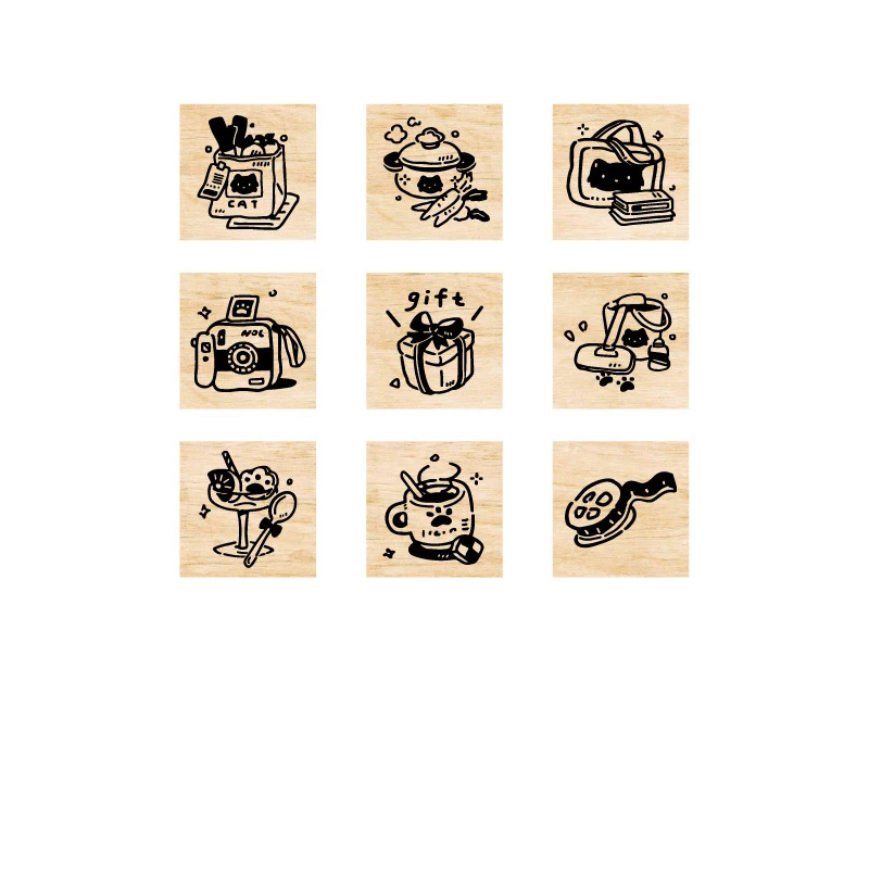 9 قطع من صندوق ختم القطط، أداة تزيين DIY، سلسلة قطط صغيرة، مناسبة للإنتاج اليومي المصنوع يدويًا في سيناريوهات متعددة