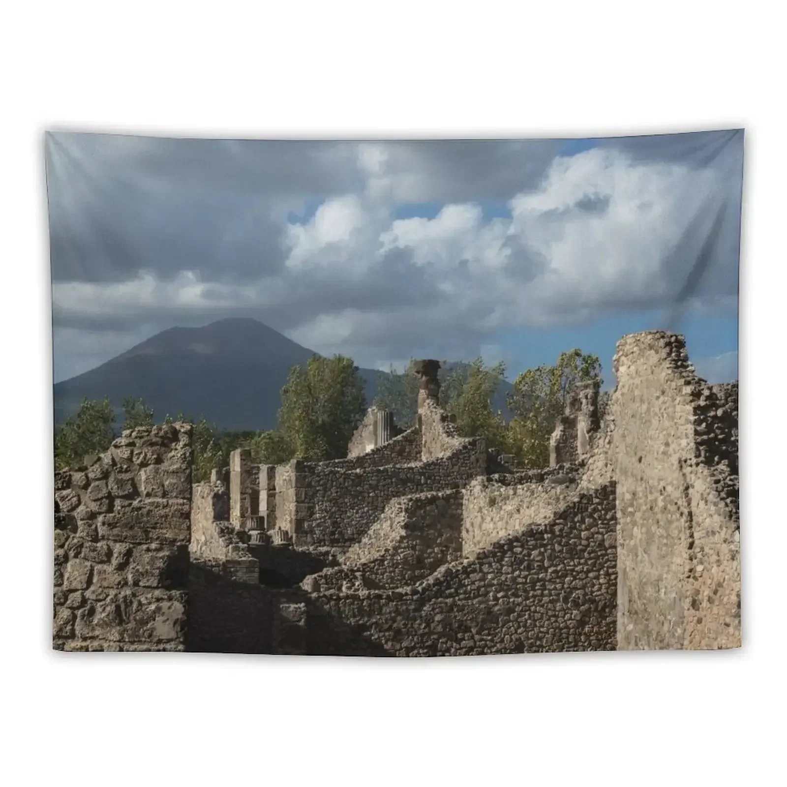 

Mount Vesuvius Volcano, Towering Over the Pompeii Ruins Tapestry Home Decorations Living Room Decoration Tapestry