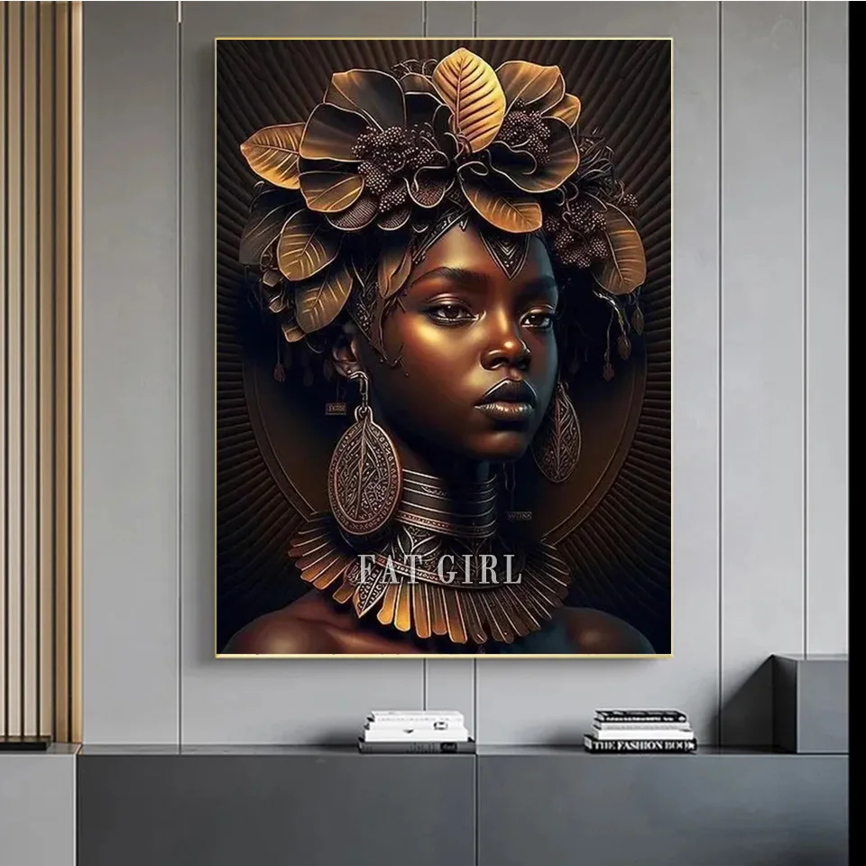 Diy Diamond Painting New African Woman Flower Full Square Rhinestone Drill Mosaic Embroidery Tribe Girl Handmade Wall Decor W38