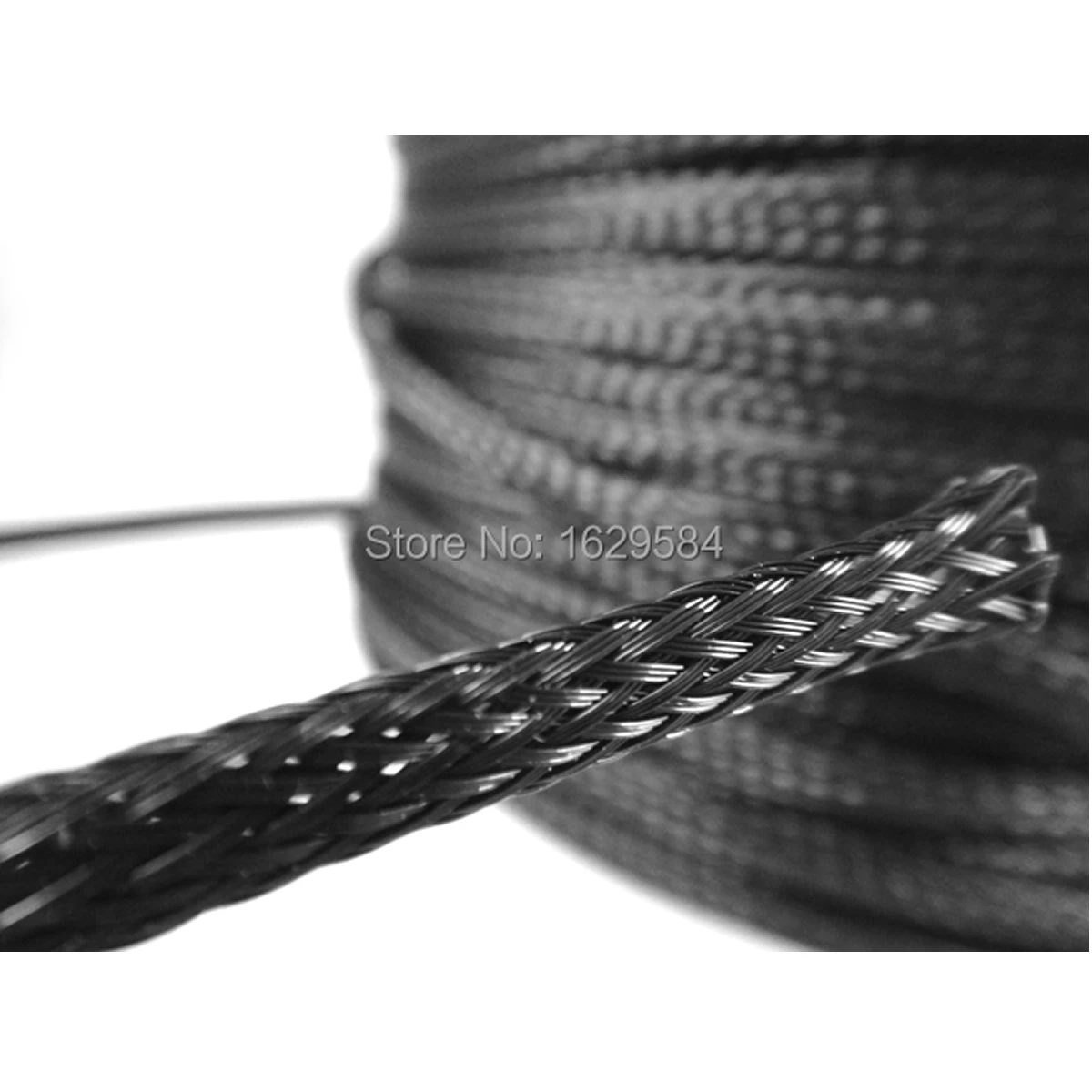 100M  6mm Expandable black Braided High dense pet Sleeving For Cable