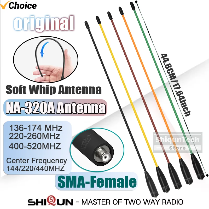 Original Nagoya NA-320A Antenne Tri-Band SMA-Buchse 144-220-440 Mhz Weiche Peitsche Antenne Für Quansheng TK118 Retevis RA685 RT86 Radio