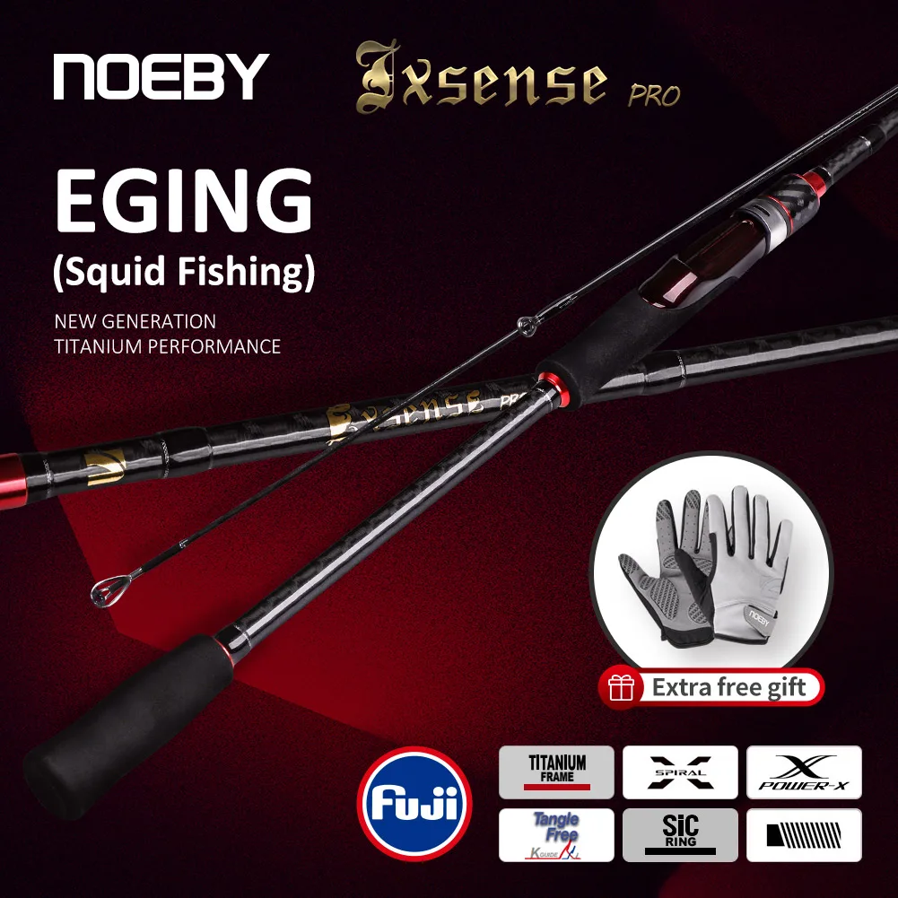 Noeby-Ultra Light Carbon Fuji Fishing Rod,Spinning Fishing Rod,Titanium Sic Ring, Eging Squid Fishing Rod,ML Power,2.59m,2.75m