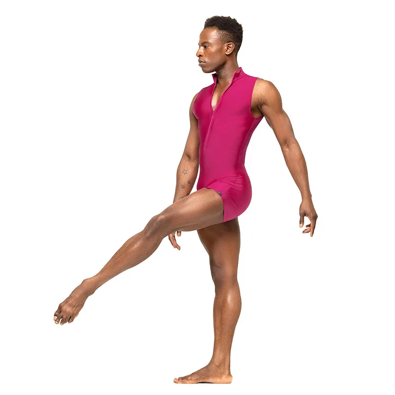 Men Seamless Undershirts Zipper Singlet Elastic Yoga Fitness Bodysuits Underwear Dance Costume One-piece Jumpsuits S-3XL