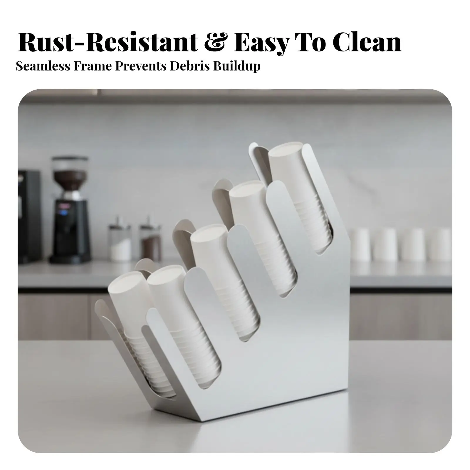 Countertop Organizer Cup Holder Beverage Container Rack with Wire Mesh Divider Slots for Coffee Bar Tea Cafe Use