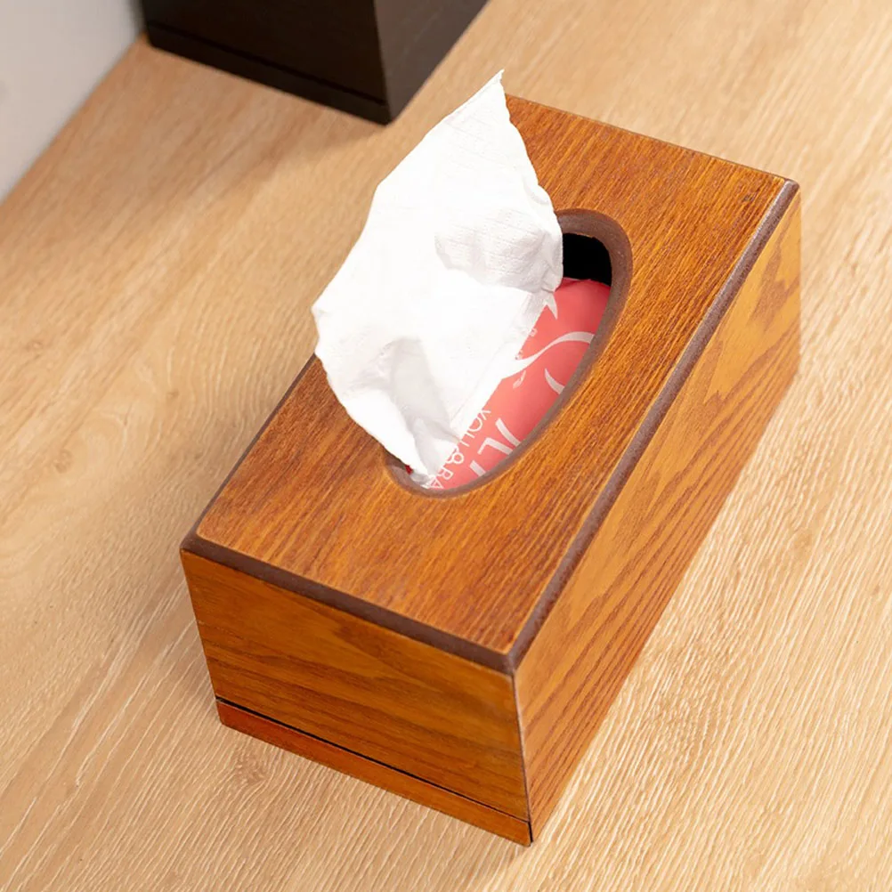 

Vintage Style Solid Wood Tissue Box Household Napkin Holder Wear-Resistant Wooden Paper Case for Bathroom Bedroom Hotel