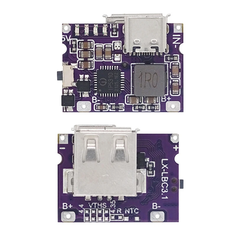Tipo-C USB 5V 3A Boost Converter Step-Up Power Module IP5310 Mobile Power Bank Acessórios com interruptor LED Indicador
