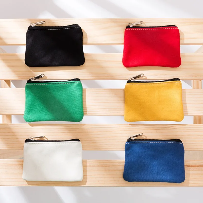Mini porte-monnaie en toile de coton DIY avec fermeture éclair, pochette à monnaie et clés, sac à main pour femmes, hommes et enfants, petit porte-monnaie, pochette cadeau