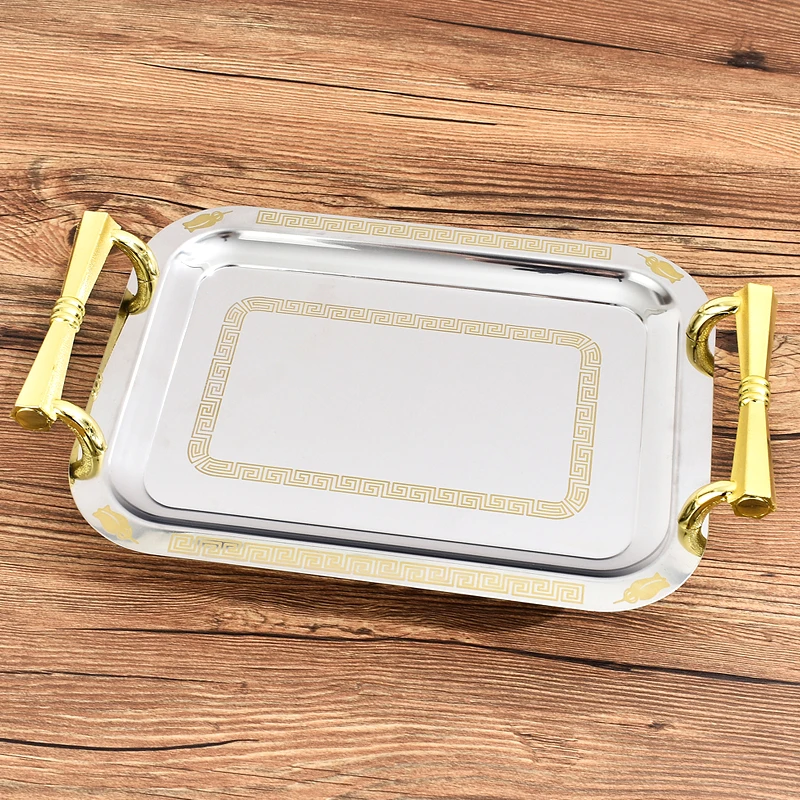 Home Decoration Creative Storage Tray Environmentally Friendly Stainless Steel 410 Snack Plate Rectangle