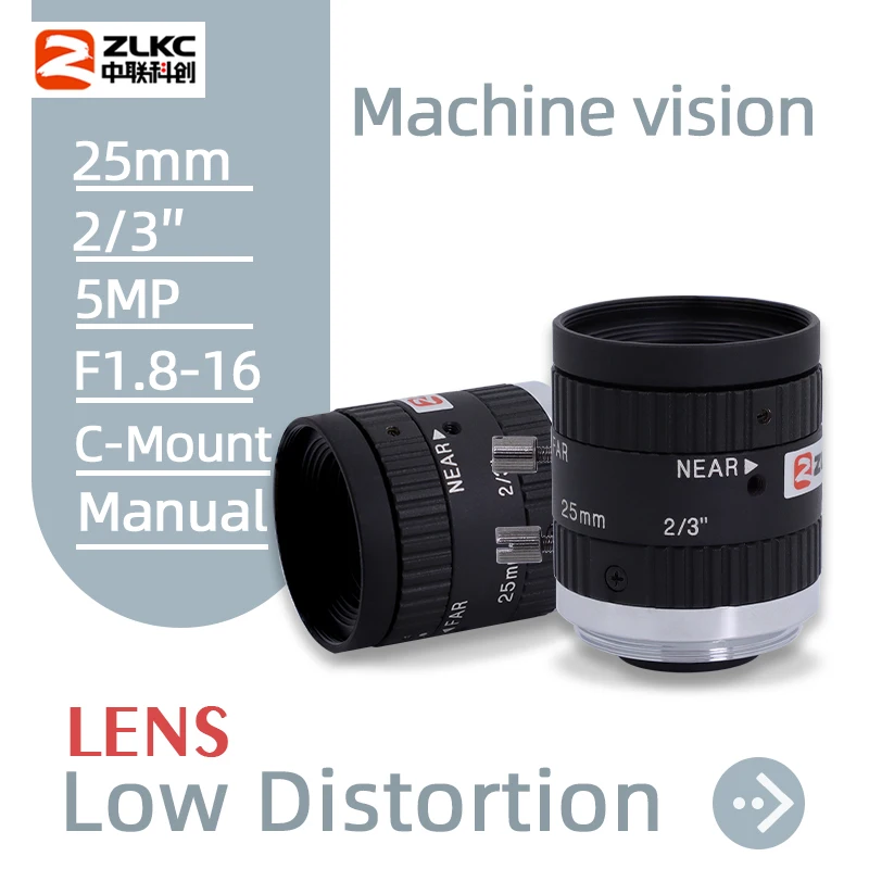 

ZLKC 5.0Megapixels Large Aperture 25mm Mono Manual Iris Suitable for Various Applications FA / Machine Vision Low Distortion