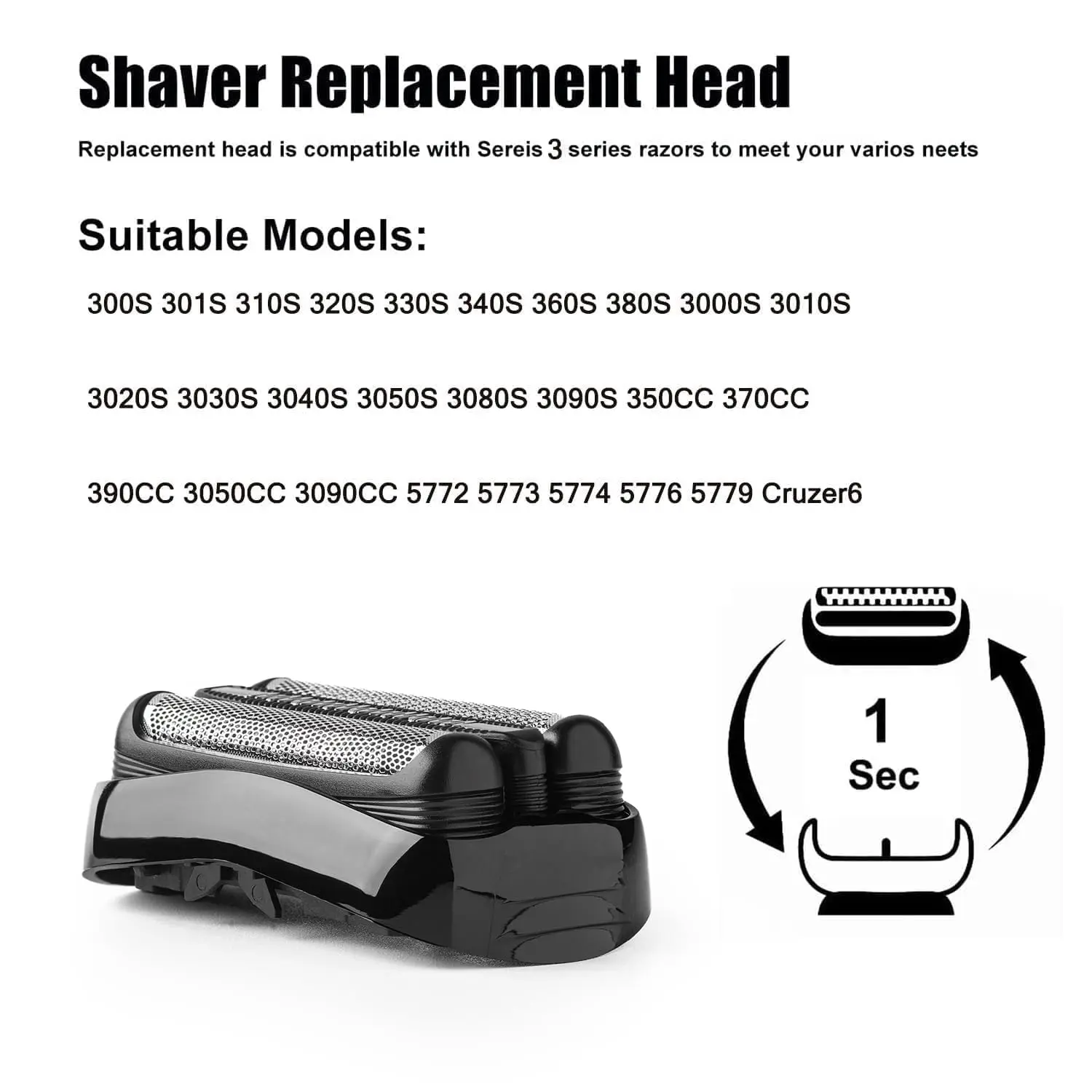 21B-Series 3 Replacement Razor Heads for Braun Series 3 Electric Shaver 3040s,300s,310s,320s,3050cc,3090cc,3010s,3030s