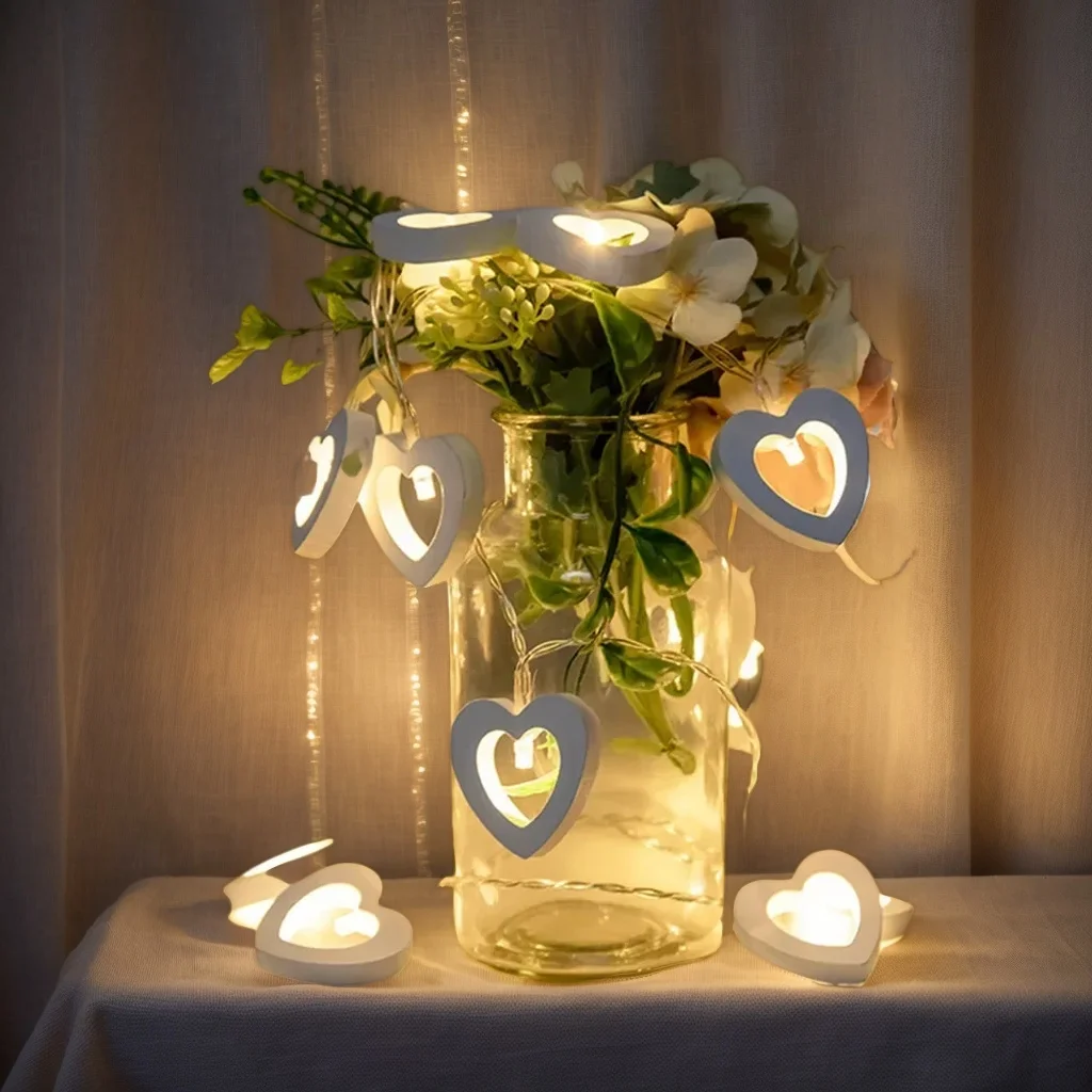 

Набор из 10 светодиодных гирлянд в форме сердца — водонепроницаемые для свадеб на открытом воздухе, рождественских елок и декора вечеринок