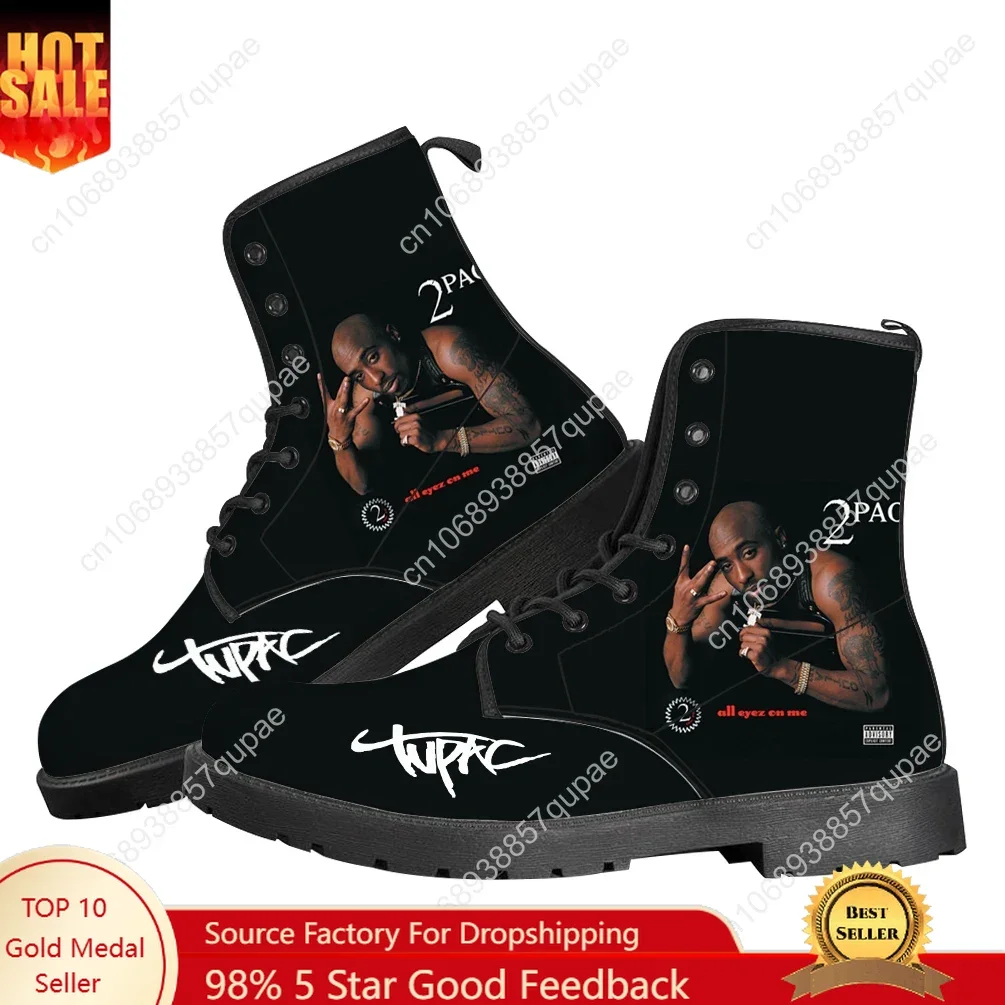 

Tupac Rapper 2Pac Casual Boots Hip hop Singer Mens Womens Teenager Shoes Fashion Boot High Quality Couple Customize Made Shoe