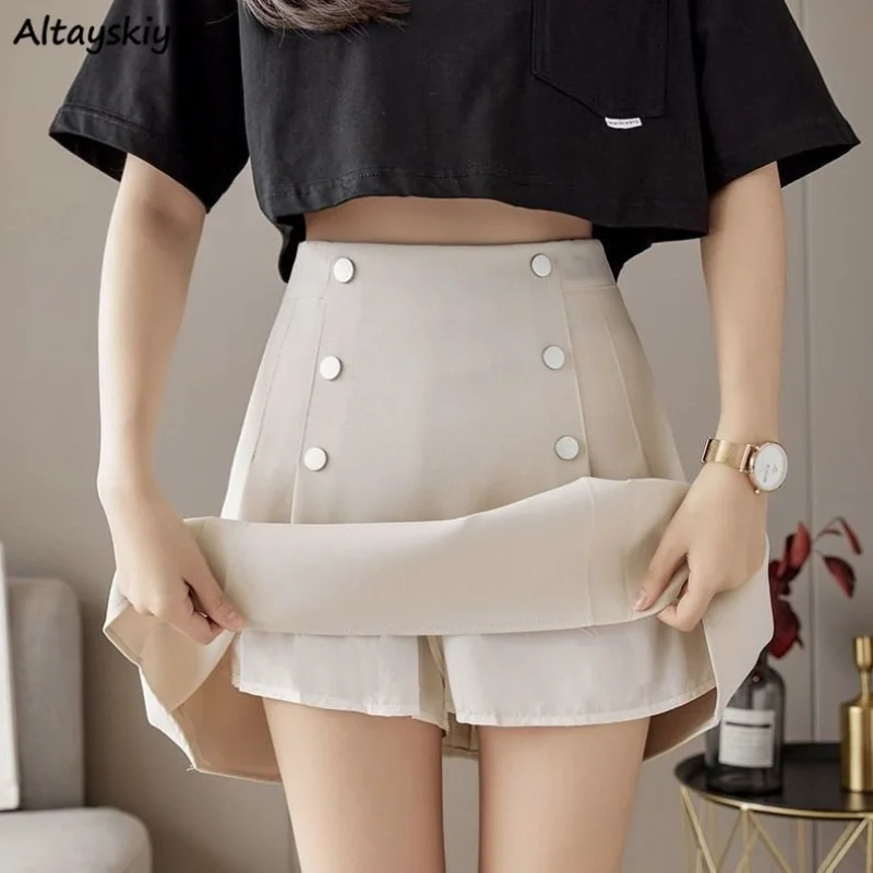 

Pleated Mini Skirts Women S-4XL Button Streetwear Summer Office Lady Vintage High Waist Work Wear Casual Elegant Aesthetic New