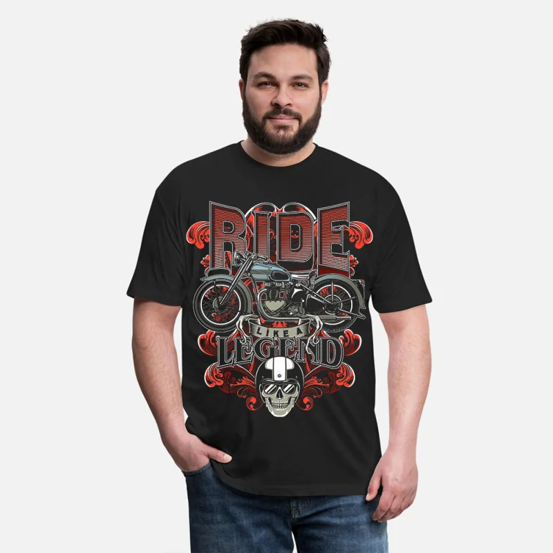 

Ride like a legend Motorcycle Retro Cafe Racer Gift T-Shirt for Racing bikers 100% cotton printed Graphic clothes All size Tee