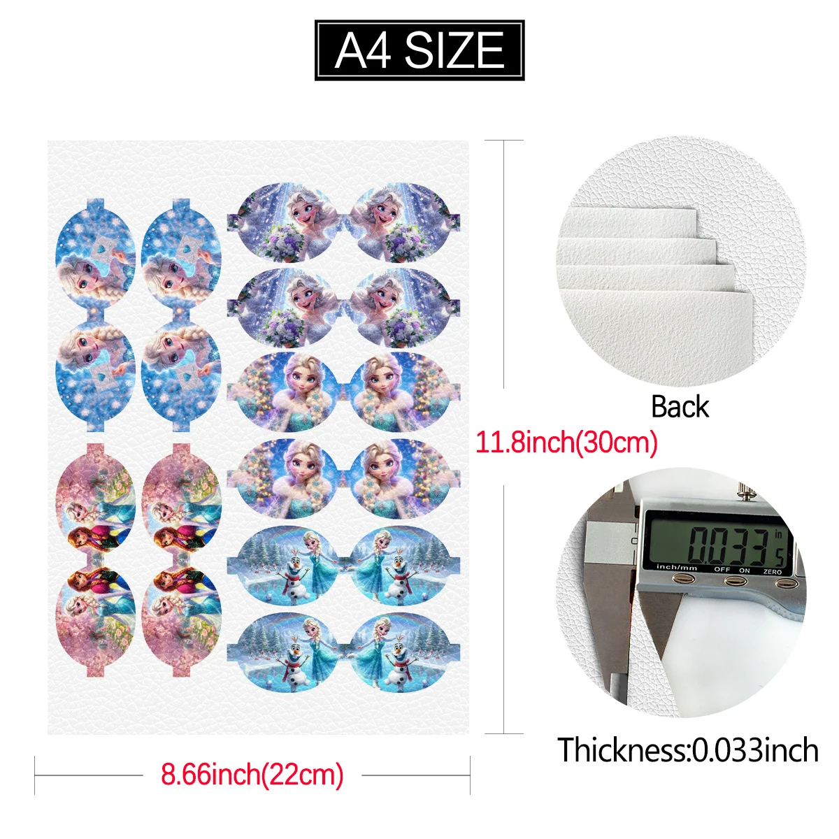 22*30cm Mini Disney Assemble Characters Hair Bow Shape A4 Synthetic Faux Leather Sheet Cross Litchi Texture Bow Making Supplies