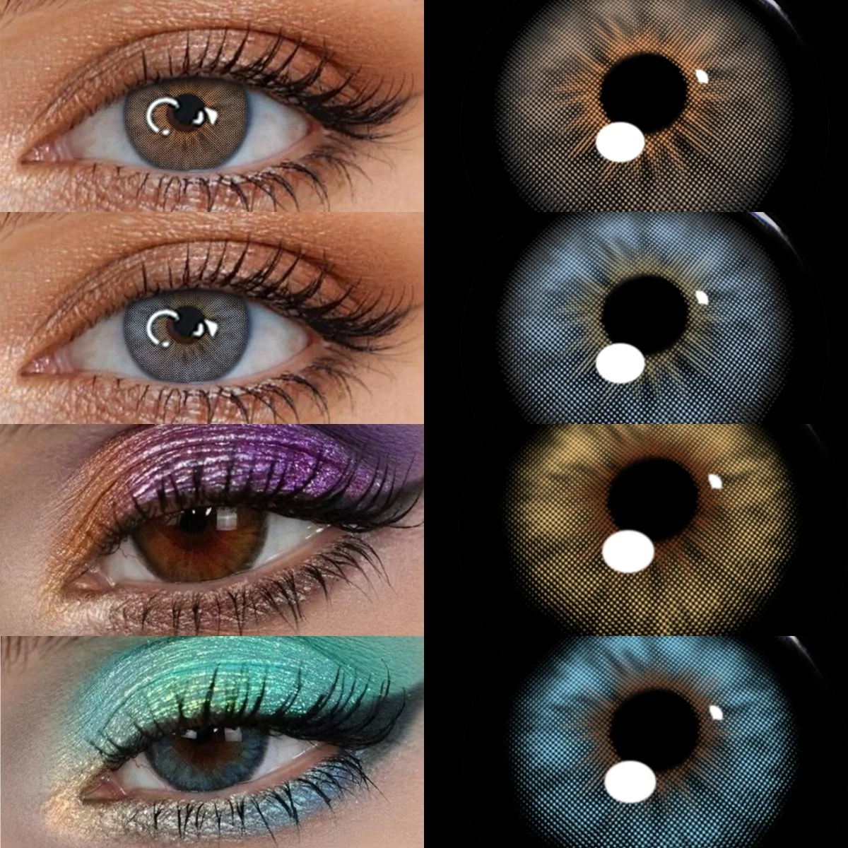 Lalens Cleopatra Farbige Kontaktlinsen mit Sehstärke, 6 Monate Haltbarkeit, 14,2mm Kleine Pupille, Braune Weiche Linsen für Tägliches Make-up