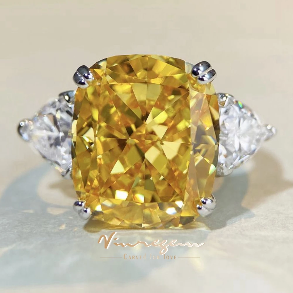 

Vinregem Lab Citrine Sapphire Gemstone Cocktail Party Ring For Women 925 Sterling Silver Wedding Engagement Jewelry Wholesale