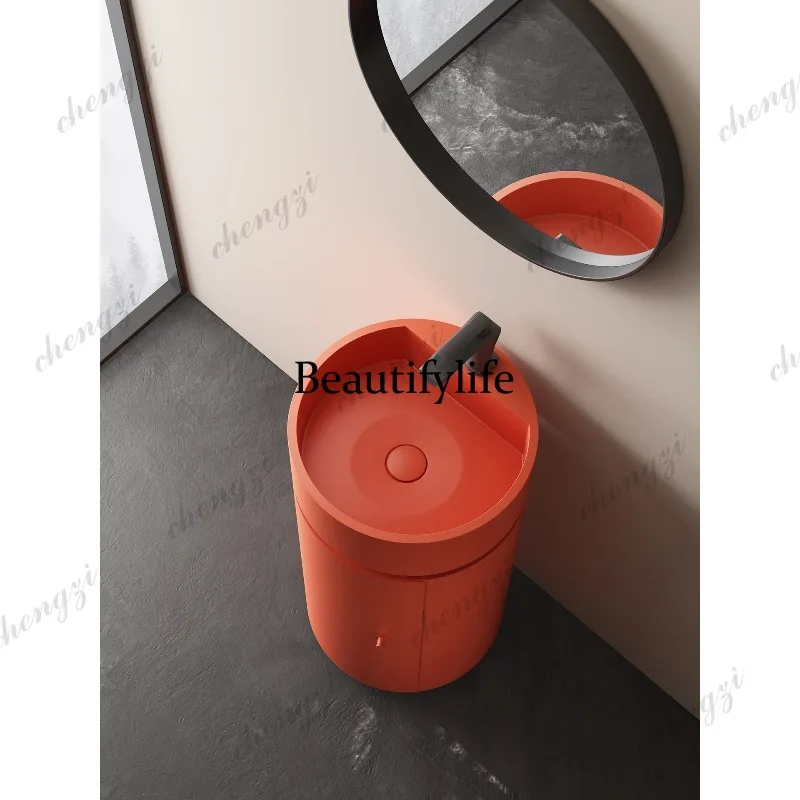 Paint with door anti-kick stainless steel column basin hotel bed and breakfast bathroom floor-to-ceiling sink