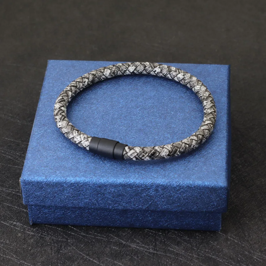 Noter New Minimalist Mens Leather Bracelet Bangle Black Magnet Buckle Matching Stackable Braslet Leisure Accessories Pulsera