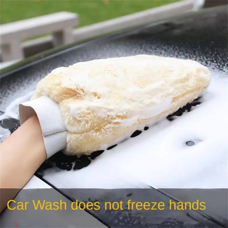 

Car Wash Gloves Soft Thickened Imitation Wool Plush Wiping Car Cleaning Mitt Double-faced Glove Car Washing Supplies