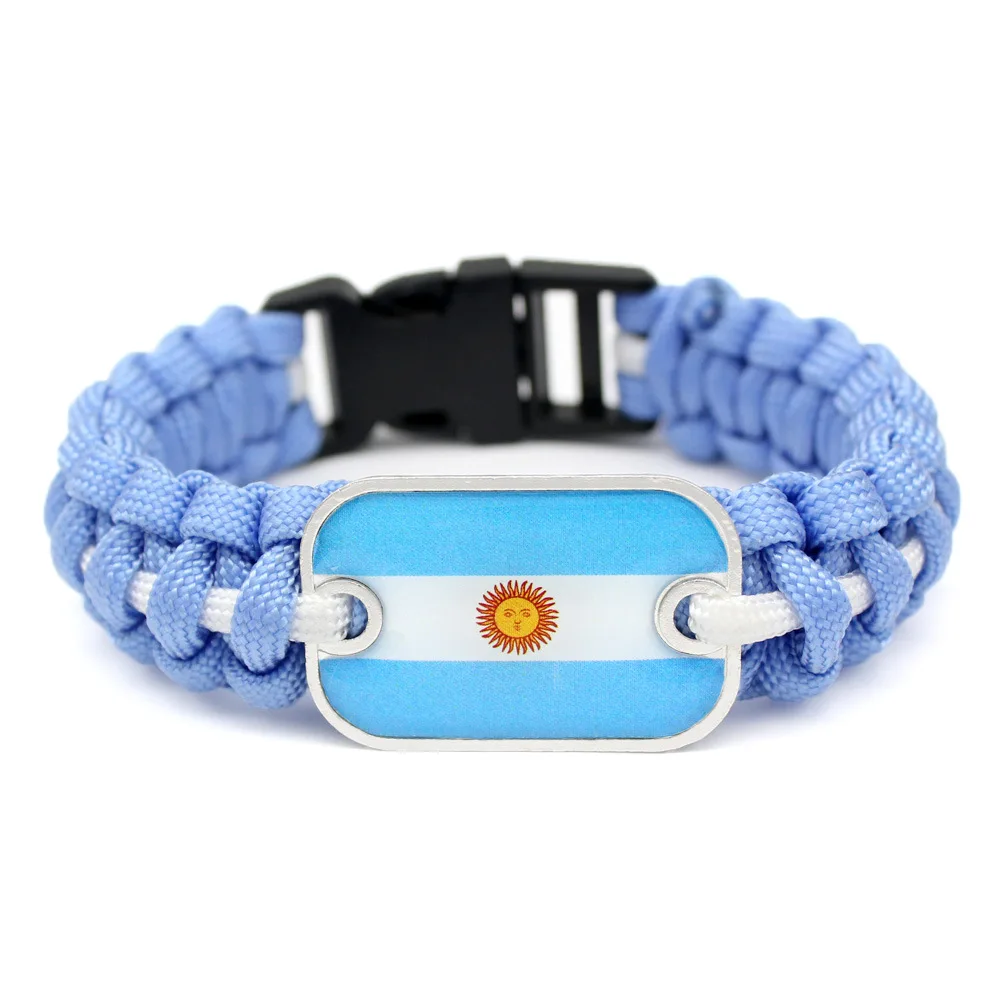 World Country Flag Bracelet for Men Women Glass USA France Spain Italy Turkey National Flag Paracord Bracelet Bangles Jewelry