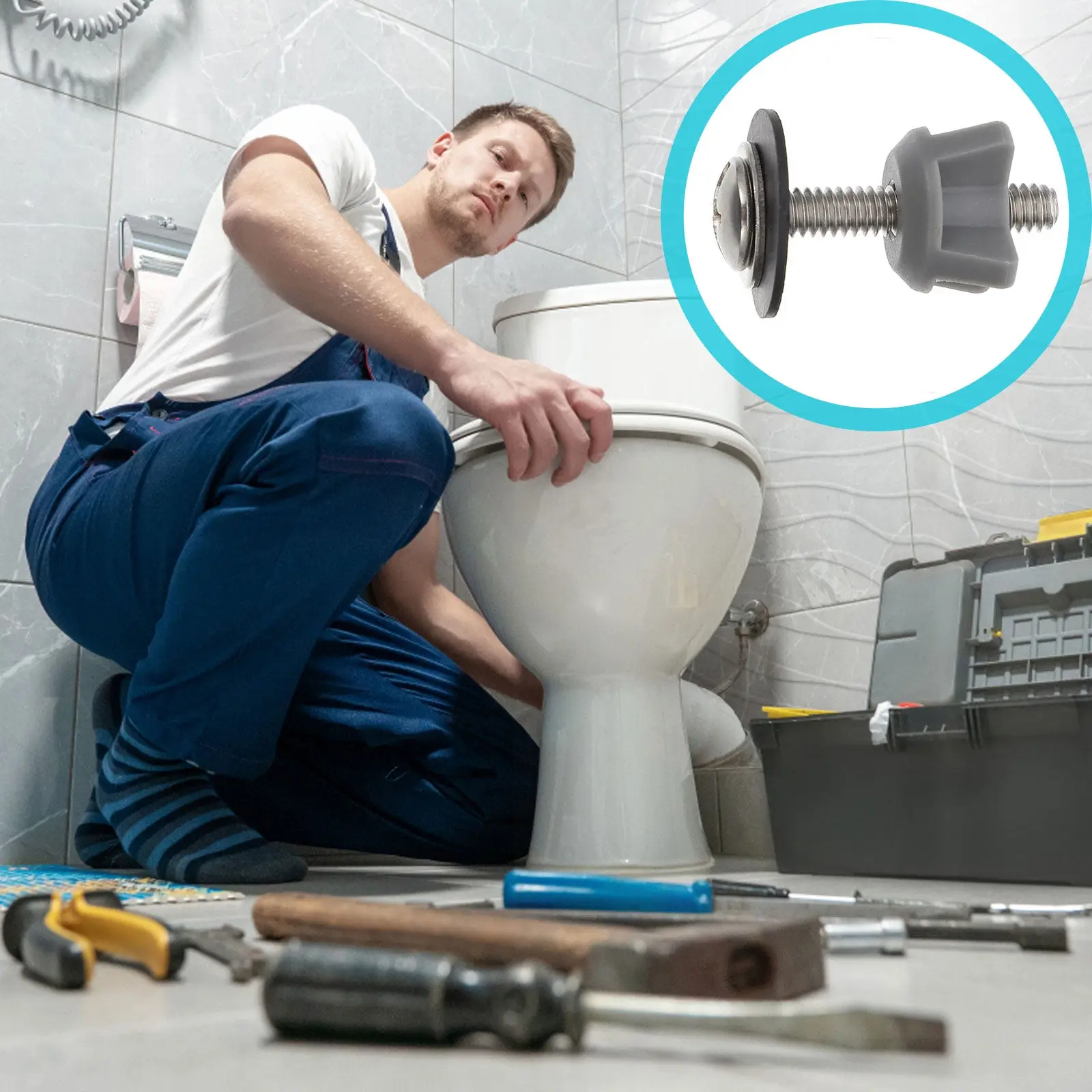 

2Pcs Universal Toilet Seat Mount Bolts Premium ABS Iron Construction Stable Non Wobbling Toilet Seat Fixing Screws Replacement