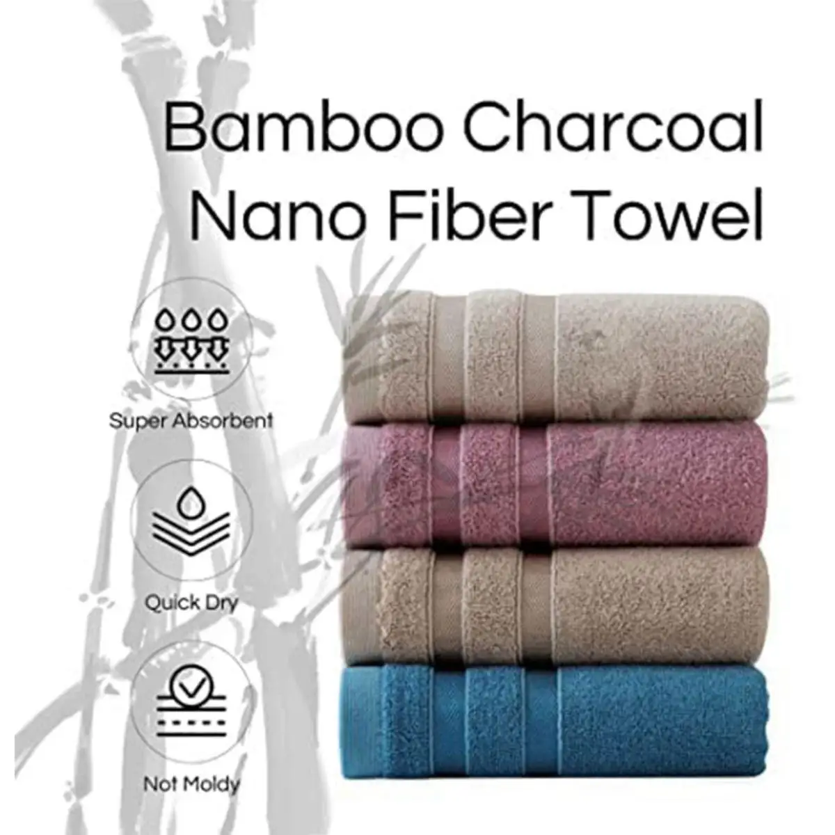 1 Pcs Luxury Bamboo Cotton Towel – Natural, Sustainable, Hypoallergenic, Highly Absorbent, Ultra-Soft
