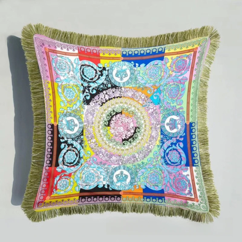 New luxury tassel floral decorative throw pillow - show room sofa cushion cover with insert