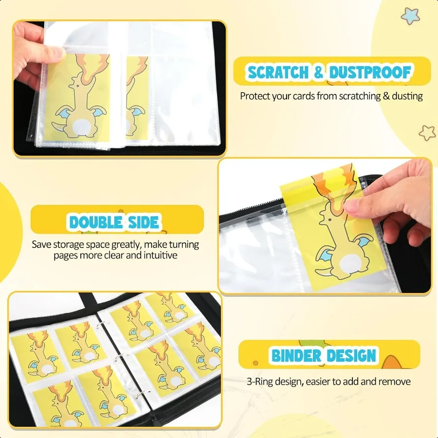 Premium Trading Card Binder 400 Pockets Card Holder with 50 Removable Sleeves Collection Binder Album Book with Zipper for Game