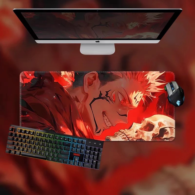 Cartoon Ryomen Sukuna Leather Mouse Pad Oversized Animation Jujutsu Kaisen Gojo Satoru E-sports Table Mat Computer Keyboard Mat