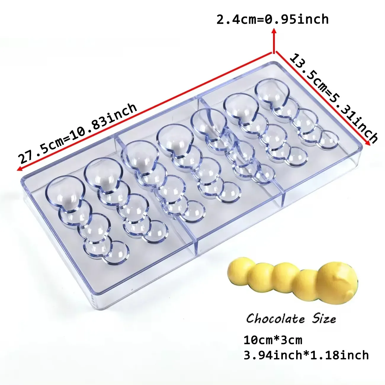 1Pcs Polycarbonate Chocolate Mold, 5 Bead String Connected Sphere Shape Candy Mould, Home DIY Confectionery Pastry Baking Tool