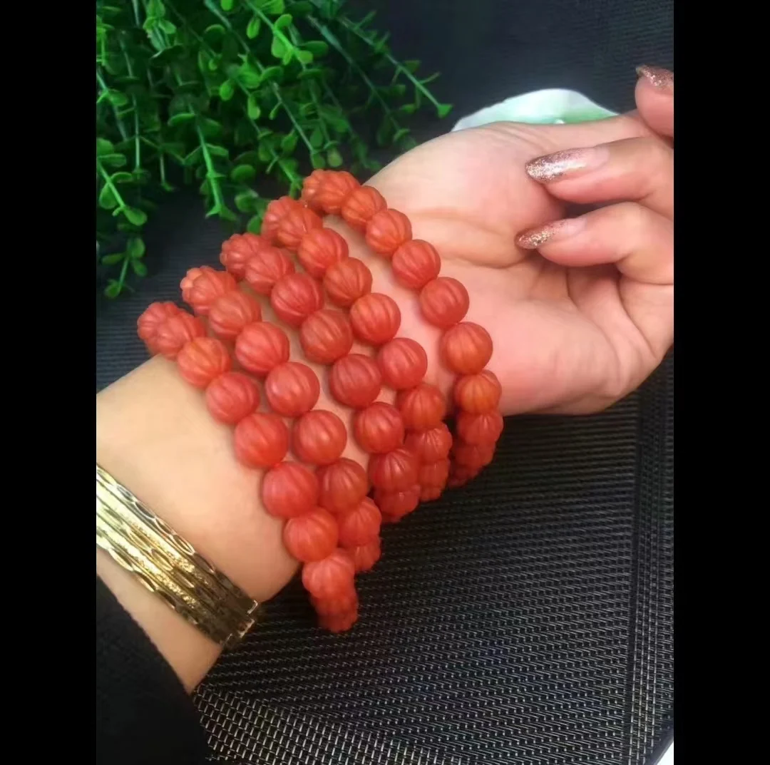 Natural authentic Baoshan Nanhong agate multi circle bracelet with 108 male and female Buddhist beads