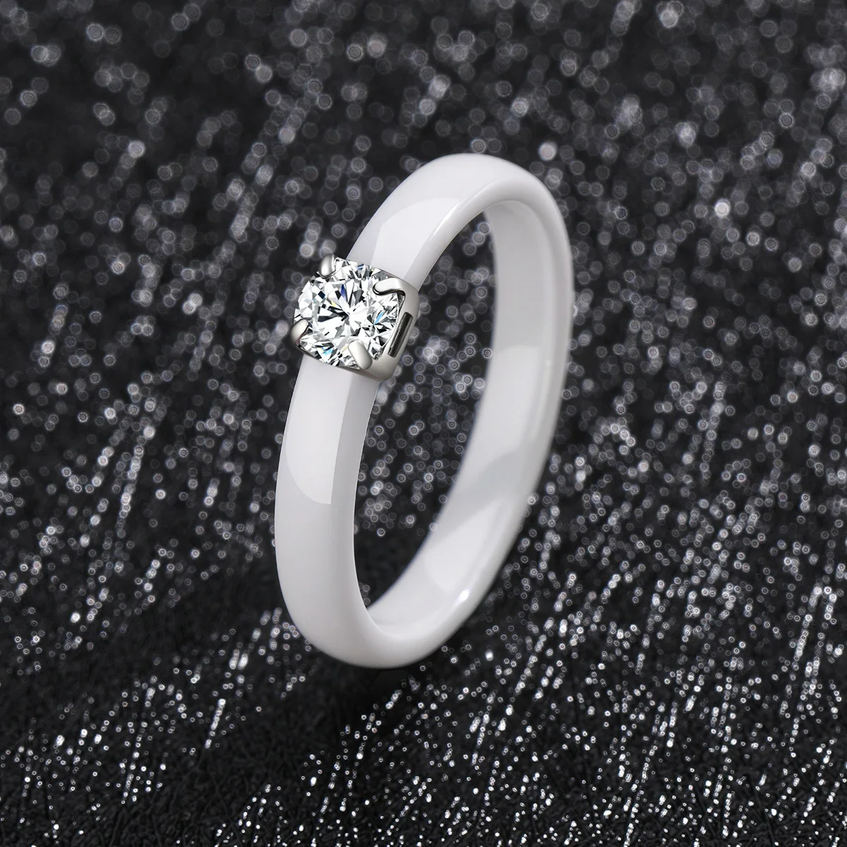 Klassischer Verlobungsring für Frauen Keramik-Ehering 3mm Dünn Minimalistisch Farbenfrohe Verlobungsringe in Rosa Grün Weiß Schwarz