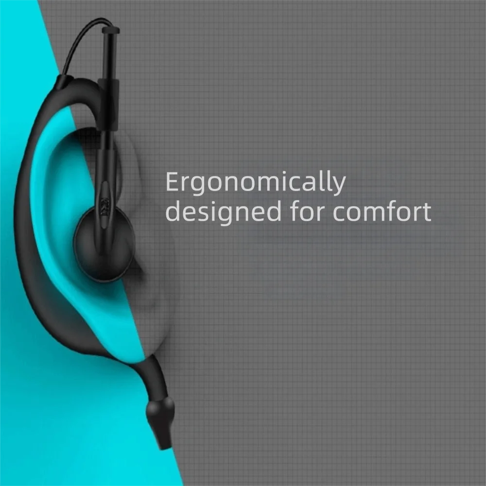 Wired Walkie-Talkie Headset Over Ear K Type Two Wired Earpiece Earhook Design Durable Construction Walkie Wired Headset