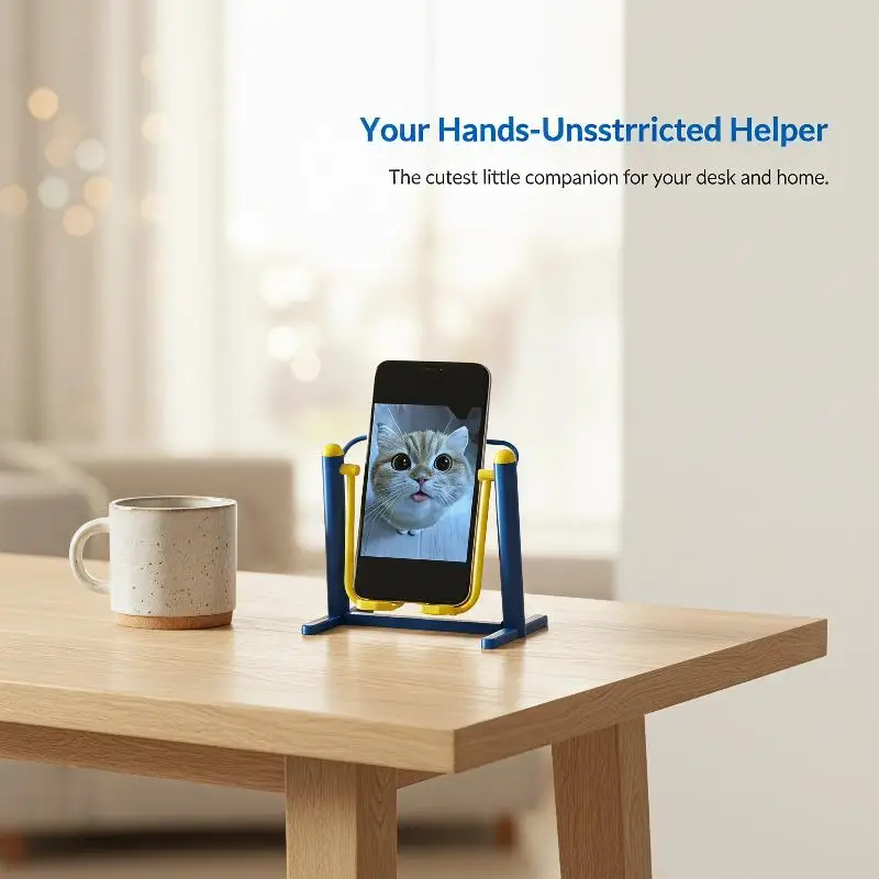 Creative Cute Desktop Phone Stand DIY Assembly Lazy Holder Non-slip Desk Decor for Students Online Class Live Streaming