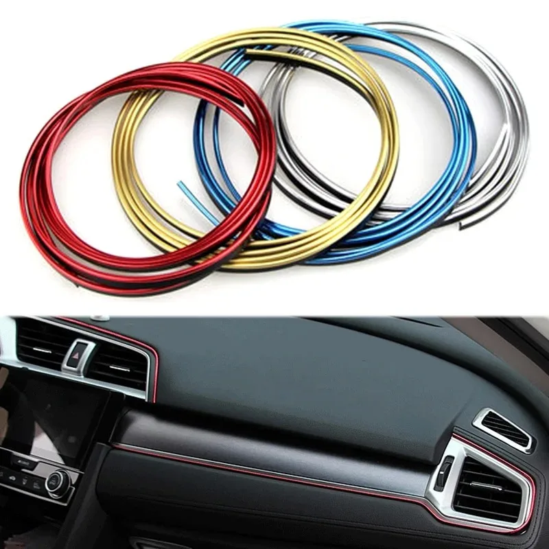 5 Meter Car Door Gap Decorative Bright Strip Universal 5 Colors PVC Dashboard Electroplating Protection Strip Replacement Parts