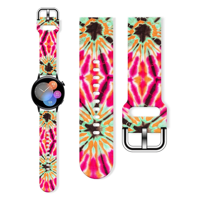 

20MM Tie-dyed series printed watch straps for Samsung Galaxy Watch 7/6/5 40mm 44mm Band Replaceable Bracelet for Xiaomi Huawei