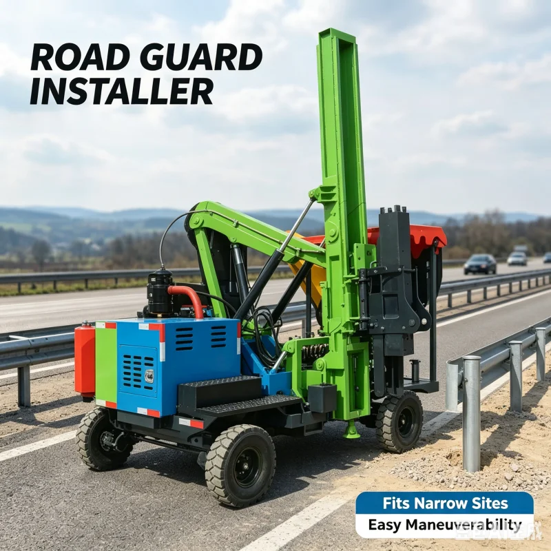 Diesel Powered Guardrail Piling Machine Hydraulic Post Driver For Highway Safety Barrier Installation Piling Rig Equipment