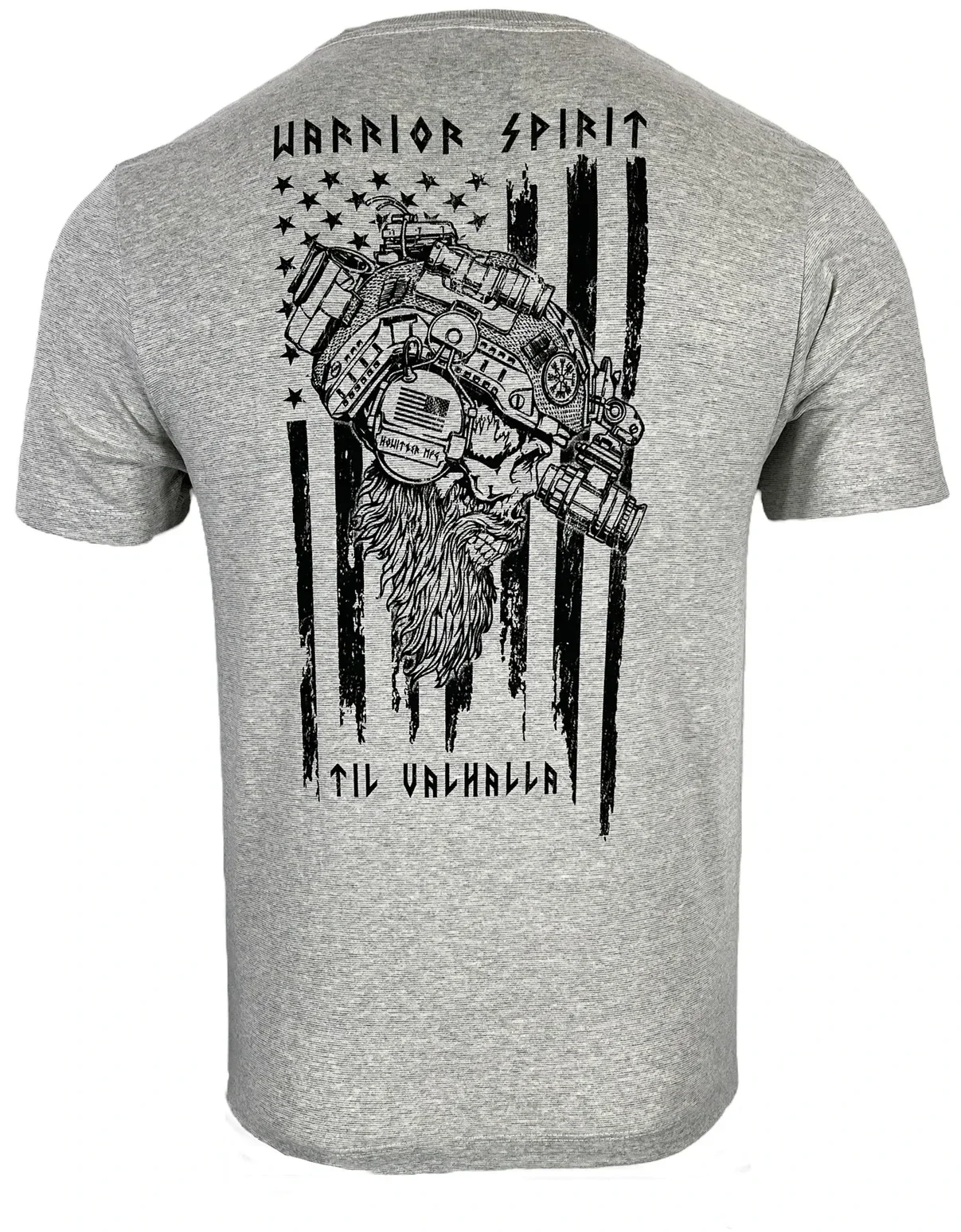 Til Valhalla. America Warrior Spirit Vi King Tactical Skull Military T-Shirt 100% Cotton O-Neck Short Sleeve Casual Mens T-shirt