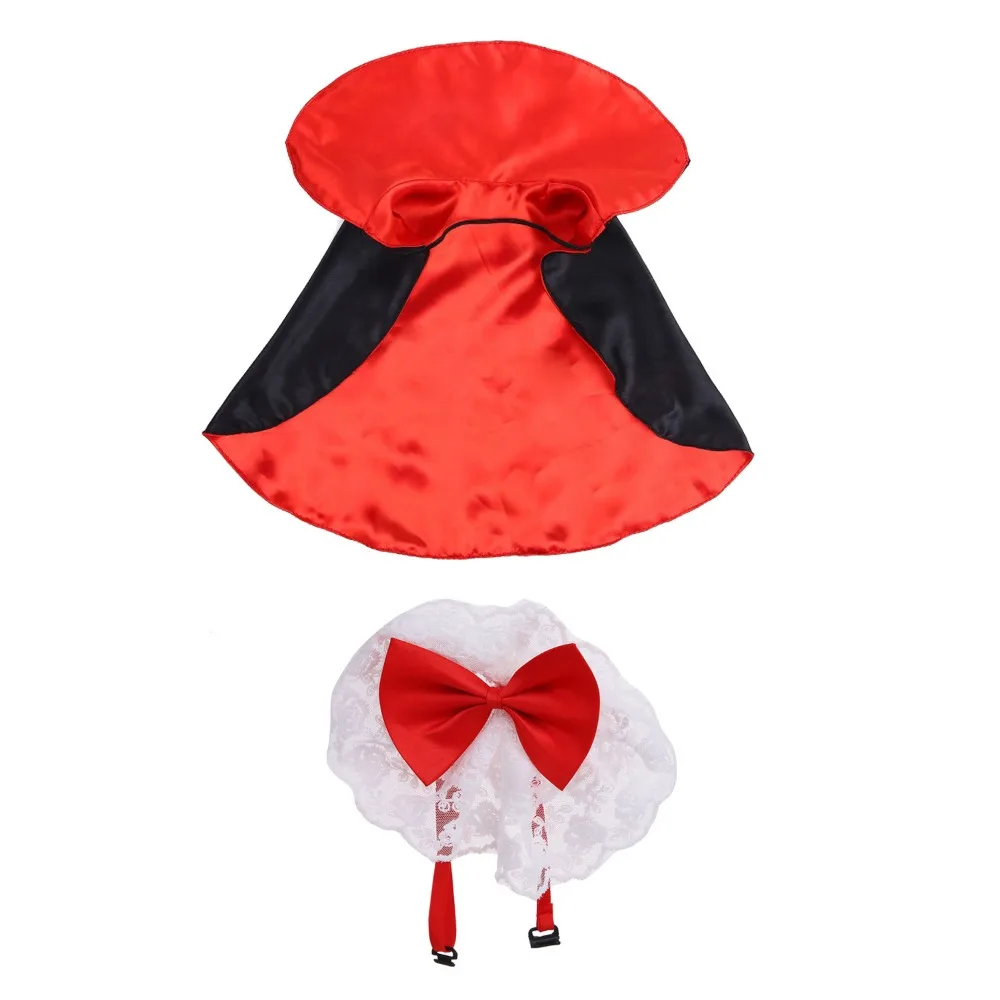 

Funny Bow Tie Halloween Pet Costume Stand-collar Lace Cat Cosplay Cloak Adjustable Comfortable Small Dog Cape Festival