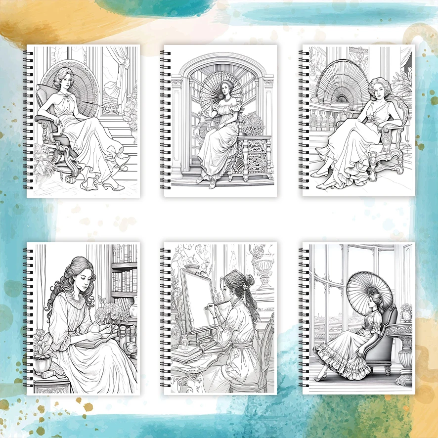 Adult Coloring Book - 8.3x 11.2 Inch 32 Pages Elegant Ladies Coloring Book - Helps Reduce Stress and Ease Emotions