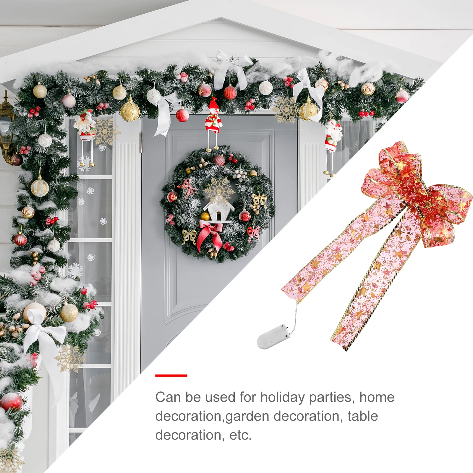 

Golden Bow Warm Light Lamp Decor Large Red Festival Knot Xmas Hanging Ornaments Party Supply Home Garden Table Decor Stylish LED