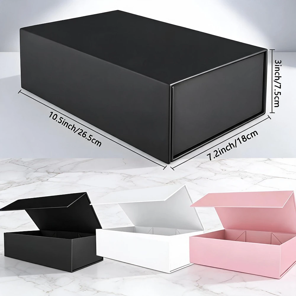 1 Stück rechteckige, zusammenklappbare Geschenkbox, Correa, schwarze Box mit Magnetverschluss und Deckel für Geschenke, Trauzeugen, Heiratsantrag, Hochzeit, Party, Geschenkverpackung,