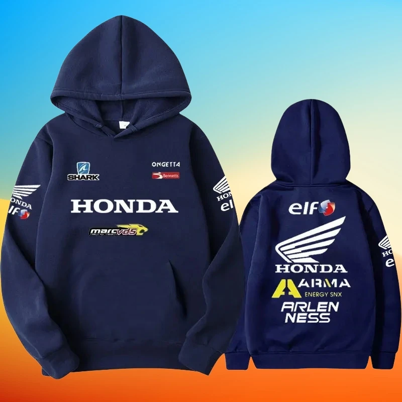 

Мотоциклетная толстовка с логотипом Honda 2025 года, уличная куртка для верховой езды, мотоциклетная гонка Honda, всесезонная одежда для фанатов, мужская одежда