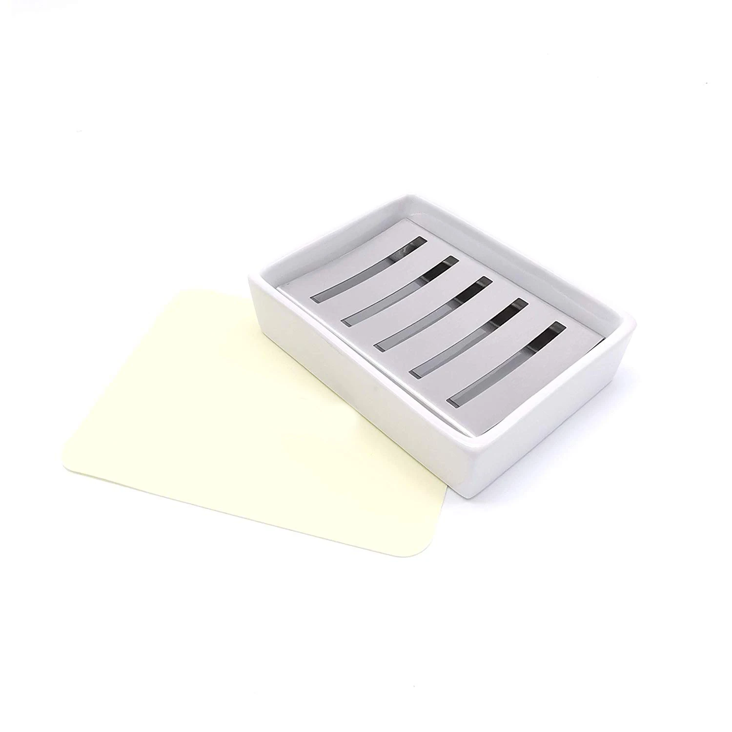Ceramic Soap Dish Stainless Steel Soap Holder For Bathroom And Shower Double Layer Draining Soap Box image 5