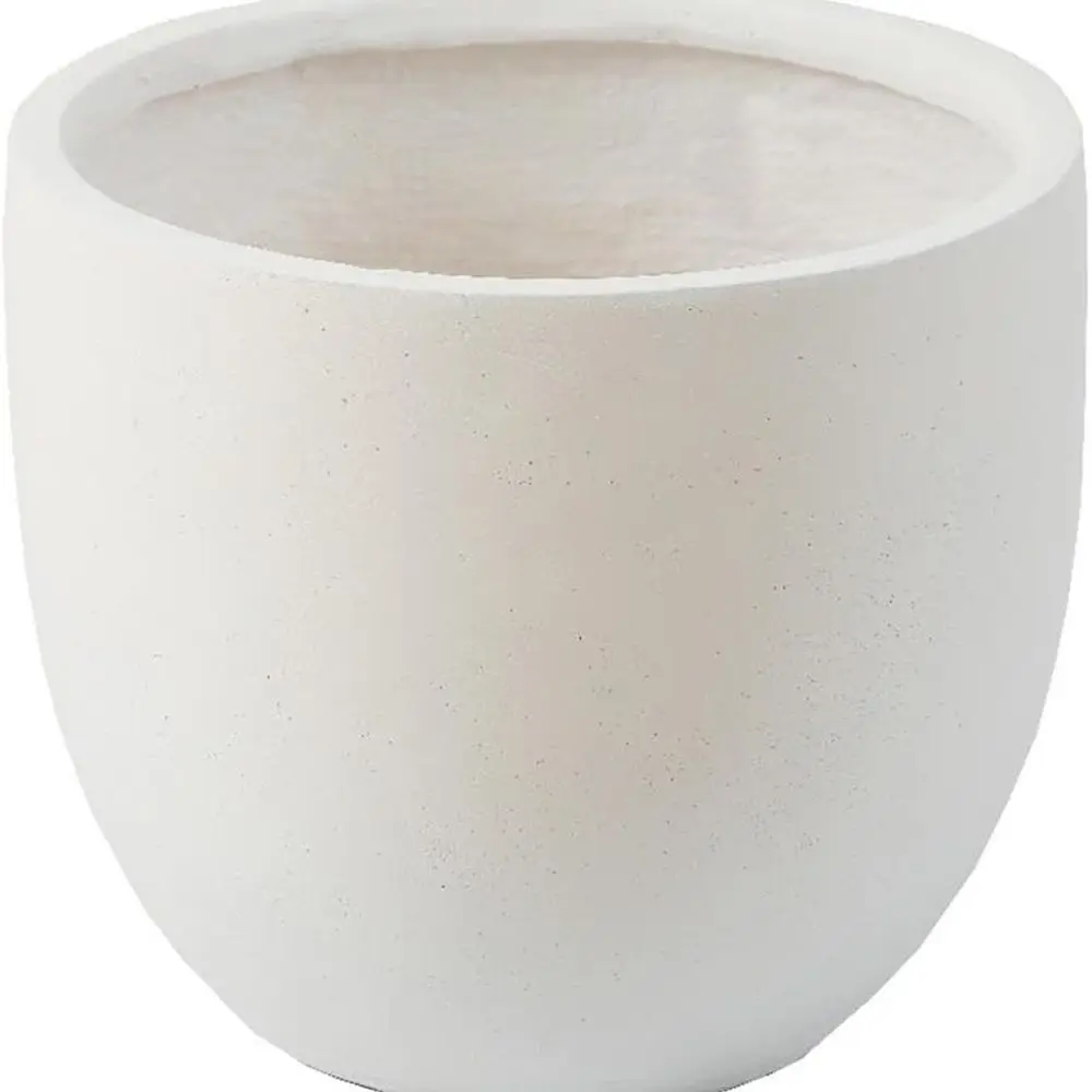 

17.5 Round Concrete Planter Pot, Outdoor/Indoor, Drainage with Plug, White, Handcrafted for Home & Garden