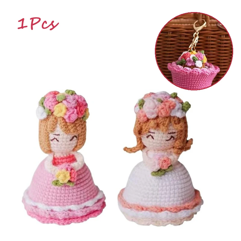 

Handmade Crochet Cross-Dressing Bride Doll Finished Knitted Hand Bouquet Crochet Knitted Doll Table Decor Wedding Companion Gift
